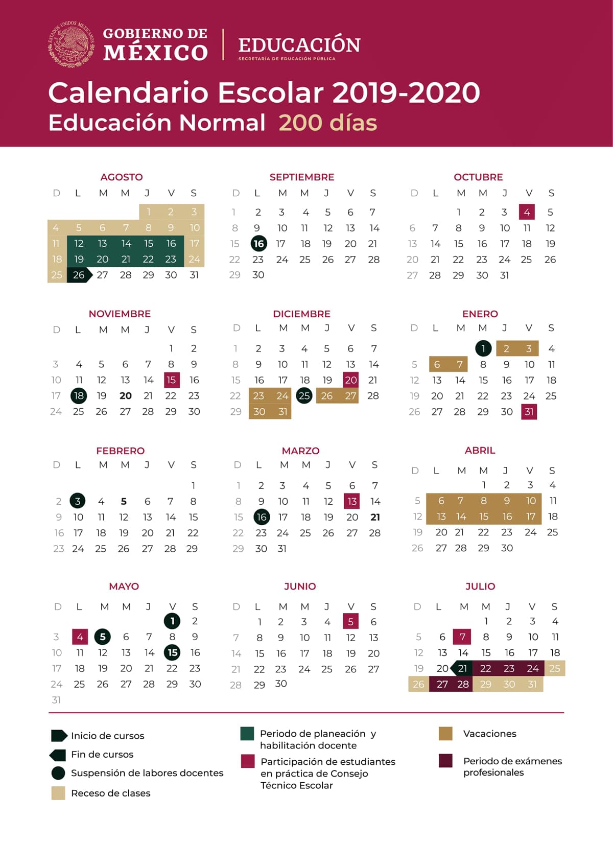 Calendario Escolar SEP Cultural Los Tuxtlas